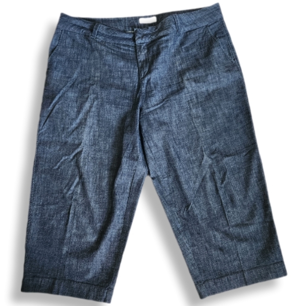 Coldwater Creek Natural Waist Pant Cropped Leg Blue Stretch Denim 20